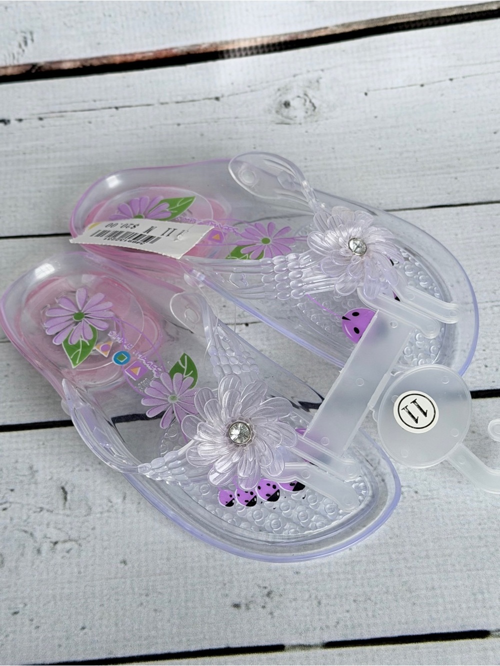 Simple Images Girls Clear Purple Flower Jelly Sandals